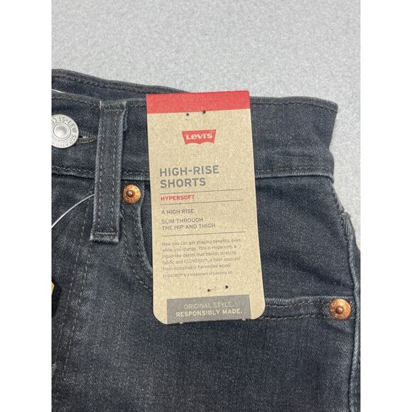 Levi's High‎ Rise Shorts Hypersoft 24 Cut Off Cheeky Distressed Women Gray NWT - Picture 2 of 12